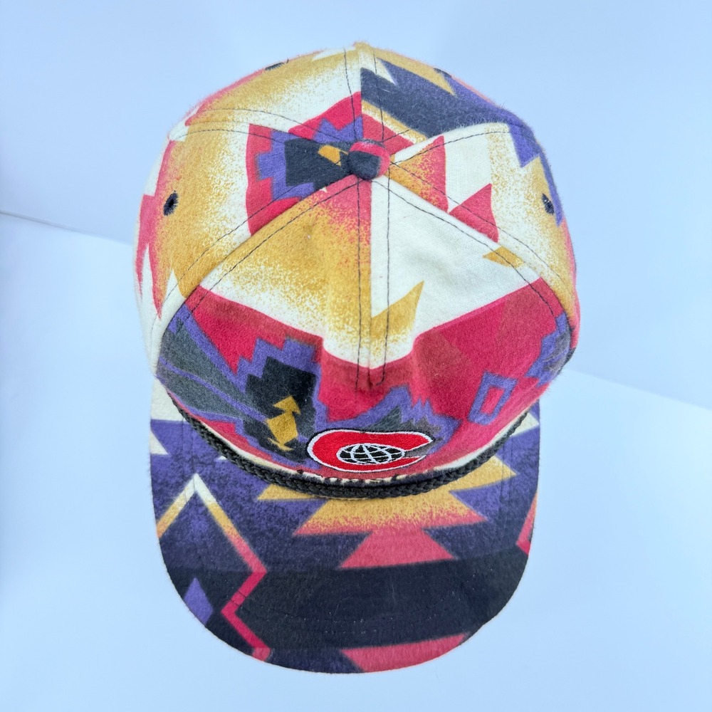 VTG Coastal Snapback Hat Aztec Southwestern Geometric Rope Brim Made in USA READ - Picture 5 of 11